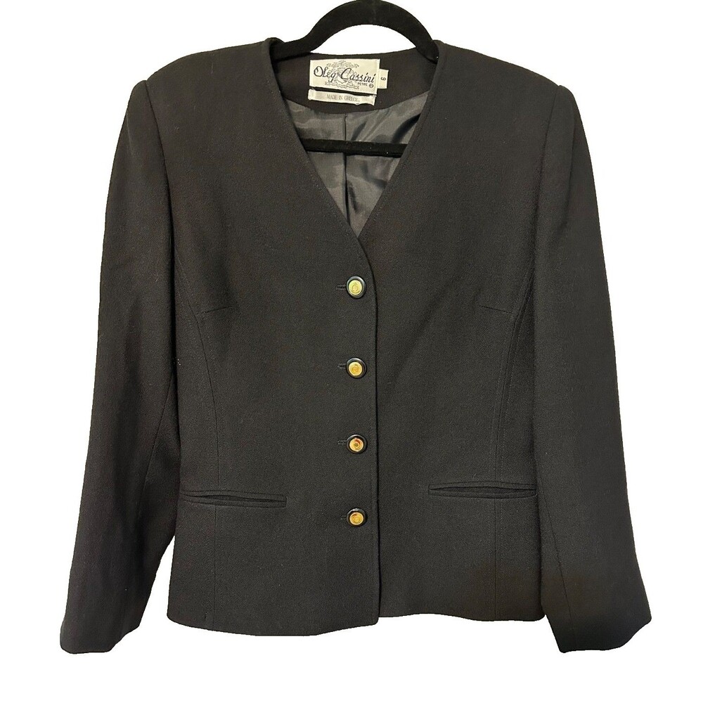 Oleg Cassini Vintage Blazer Size 6 Gold Buttons‎ Classic Workwear Careers  Wool